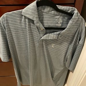 Rhoback Heather Blue and White Striped Sport Polo Size XL